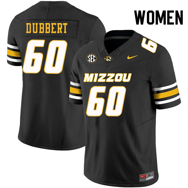 Women #60 Aidan Dubbert Missouri Tigers College Football Jerseys Stitched-Black